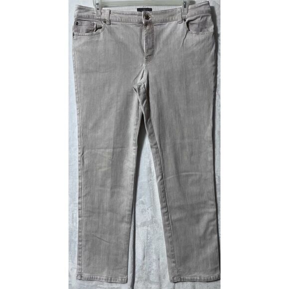 Chico’s So Slimming Beige Stretch Straight Jeans Size 3 (L 16) Regular - Picture 1 of 13